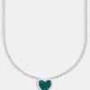 Necklaces | JWL-NECK Necklaces Green Malachite Heart Necklace - White