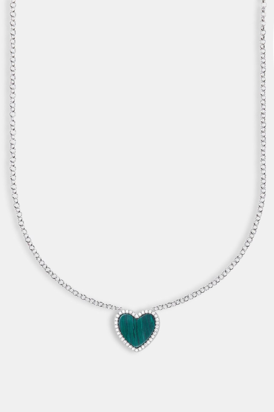 Necklaces | JWL-NECK Necklaces Green Malachite Heart Necklace - White