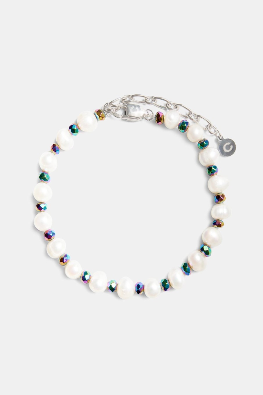 925 Sterling Silver | cernucci 925 Sterling Silver Oil Slick Bead U0026 Freshwater Pearl Bracelet 7+2