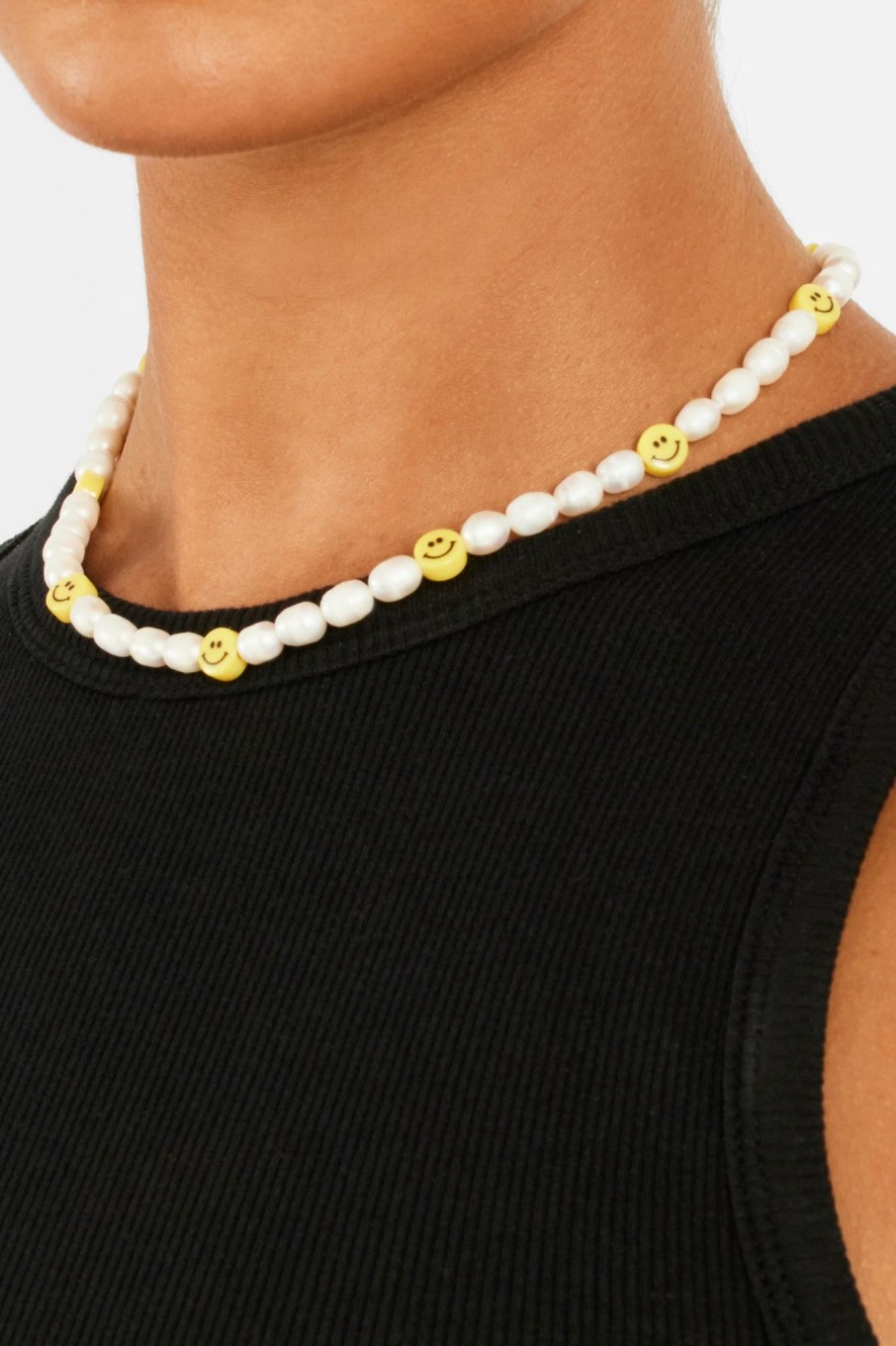 Pearl Necklaces & Bracelets | cernucci Pearl Necklaces & Bracelets Freshwater Pearl And Yellow Face Motif Necklace