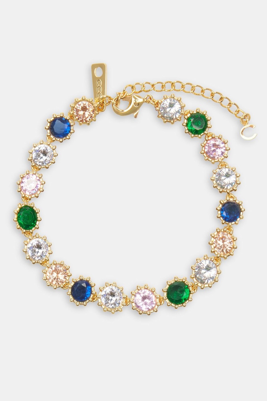 Bracelets & Bangles | JWL-BRA Bracelets & Bangles Iced Multi Colour Gem Tennis Bracelet - Gold