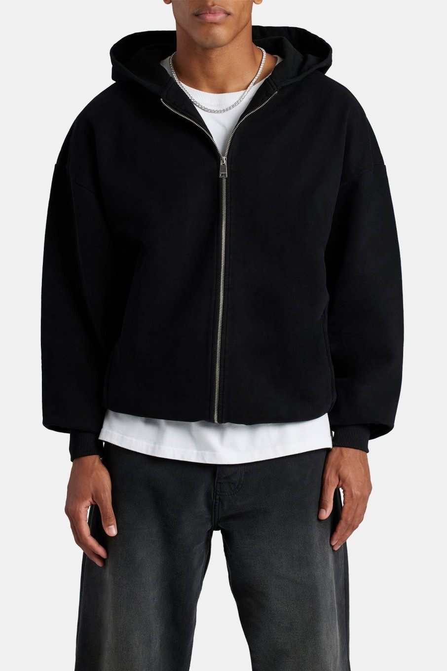 Hoodies & Sweatshirts | cernucci Hoodies & Sweatshirts Zip Through Hoodie - Black