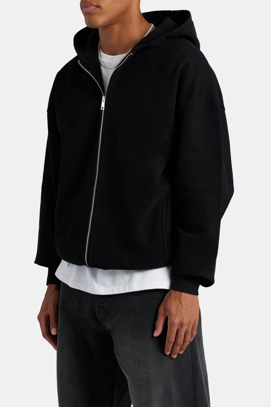 Hoodies & Sweatshirts | cernucci Hoodies & Sweatshirts Zip Through Hoodie - Black