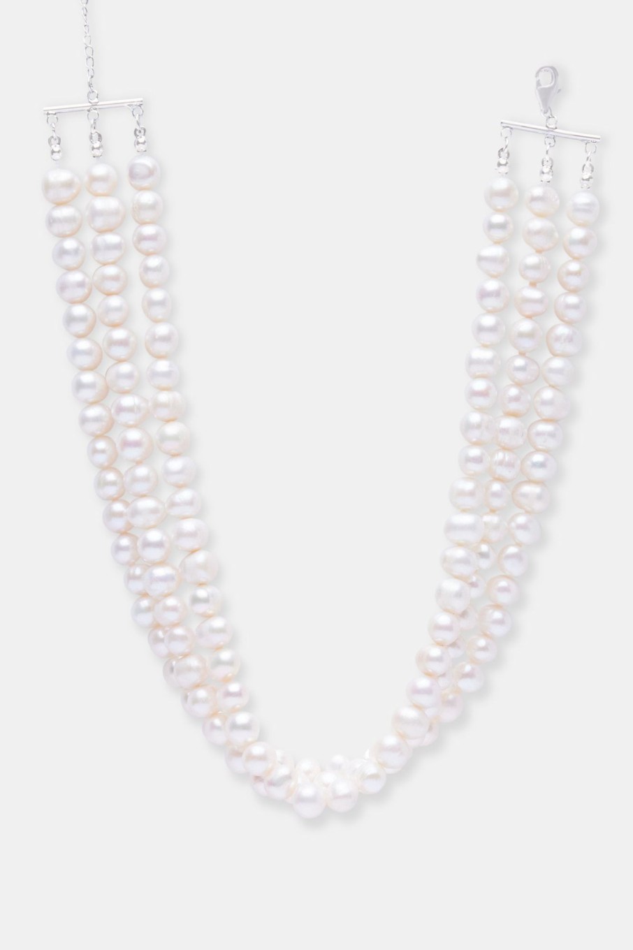 Pearls | JWL-CHN-PRL Pearls Freshwater Large Pearl Triple Layer Choker