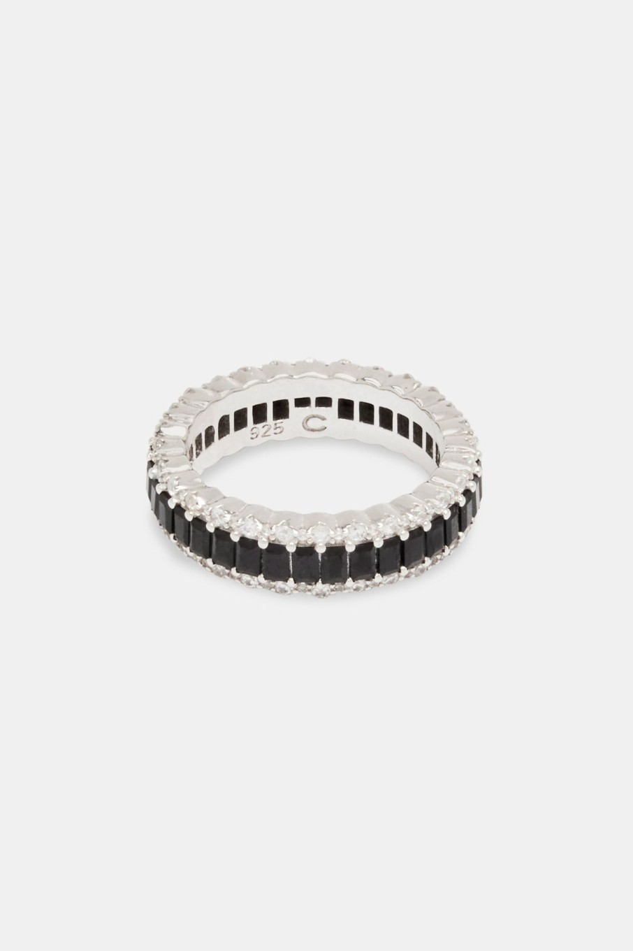 925 Sterling Silver | cernucci 925 Sterling Silver 925 Black Cz Baguette Band Ring