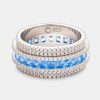 925 Sterling Silver | cernucci 925 Sterling Silver Iced Row Ring - Blue