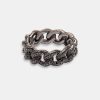 925 Sterling Silver | cernucci 925 Sterling Silver Cuban Iced Ring - Black