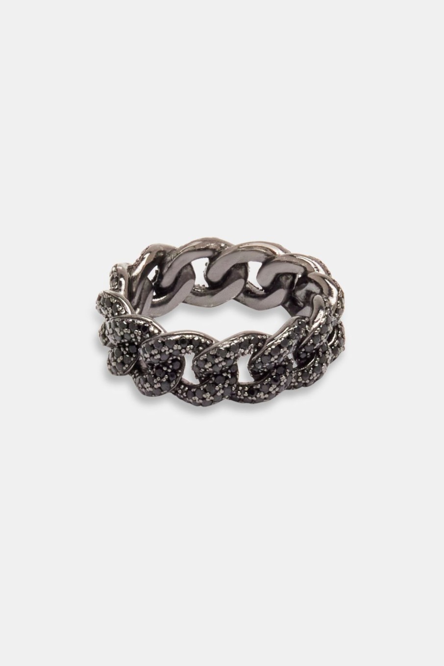 925 Sterling Silver | cernucci 925 Sterling Silver Cuban Iced Ring - Black