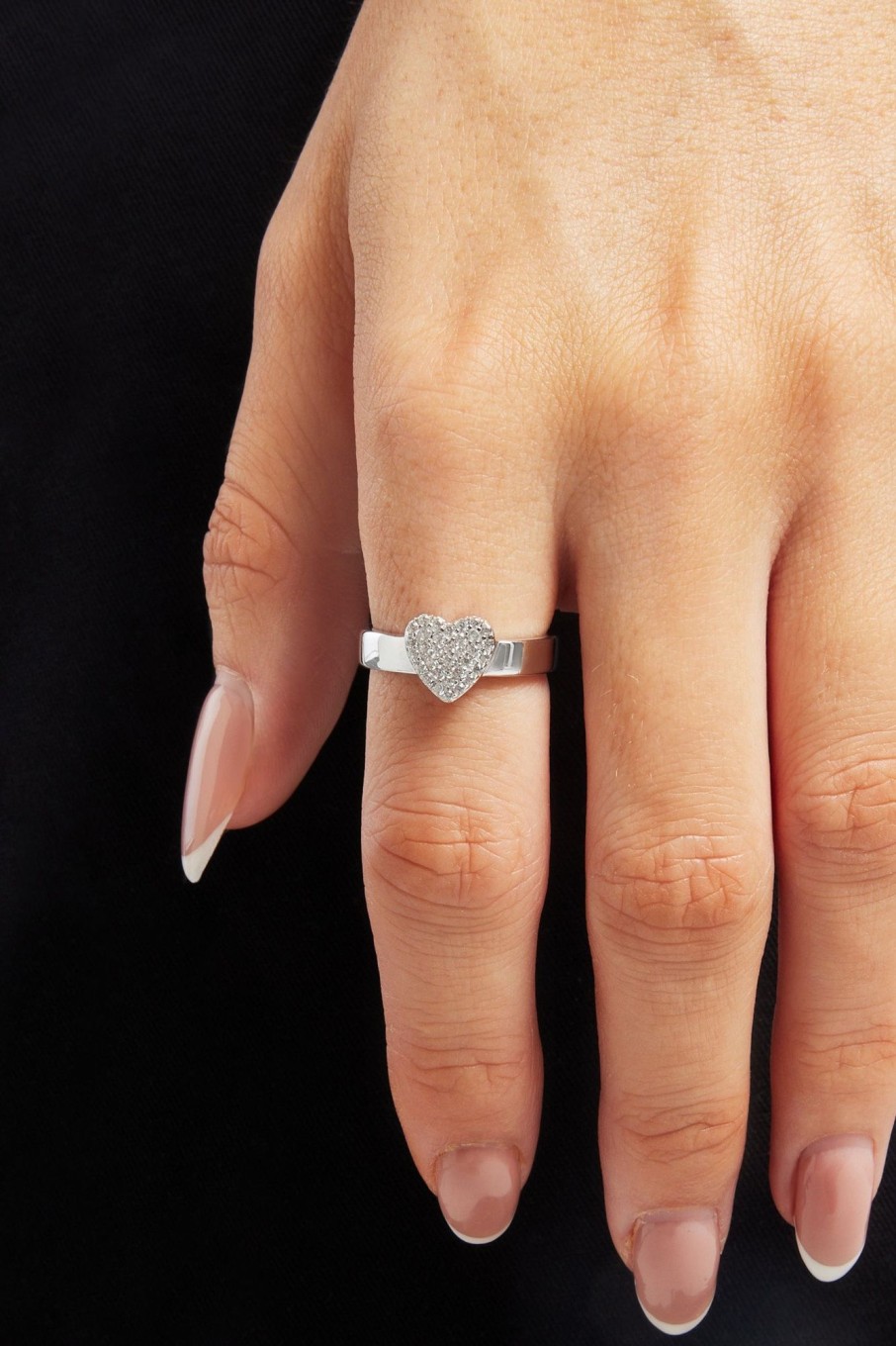 Iced Jewellery | JWL-RNG Iced Jewellery Iced Heart Ring - White