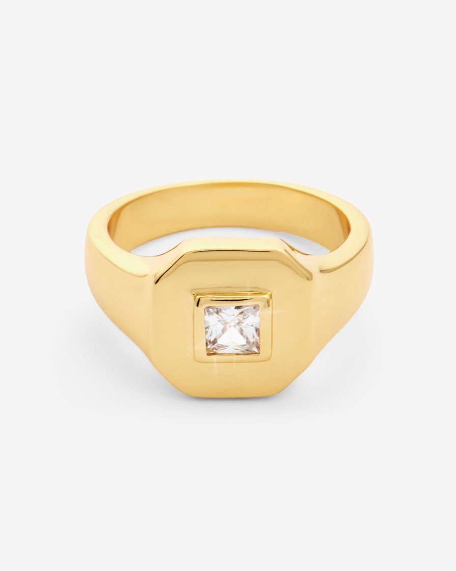 Rings | cernucci Rings Rectangle Signet Ring - Gold