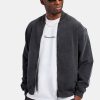 Outerwear | cernucci Outerwear Acid Wash Jersey Bomber Zip Through - Charcoal