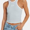 T-Shirts & Tops | CLO-TOP-TEE T-Shirts & Tops Embroidered Crop Vest - Baby Blue