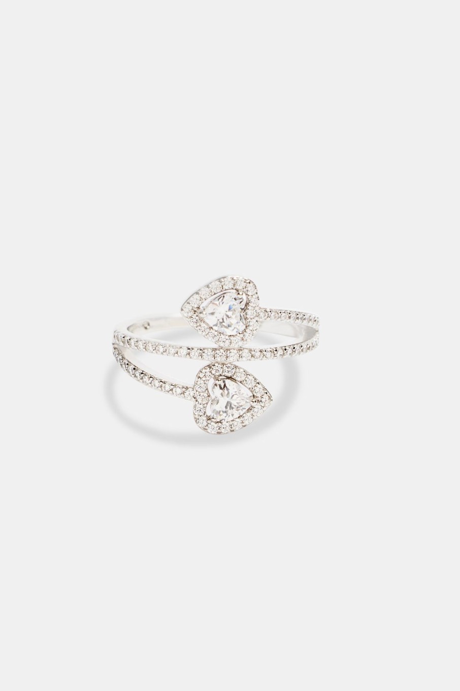 Iced Jewellery | JWL-RNG Iced Jewellery 925 15Mm Heart Cz Twist Ring