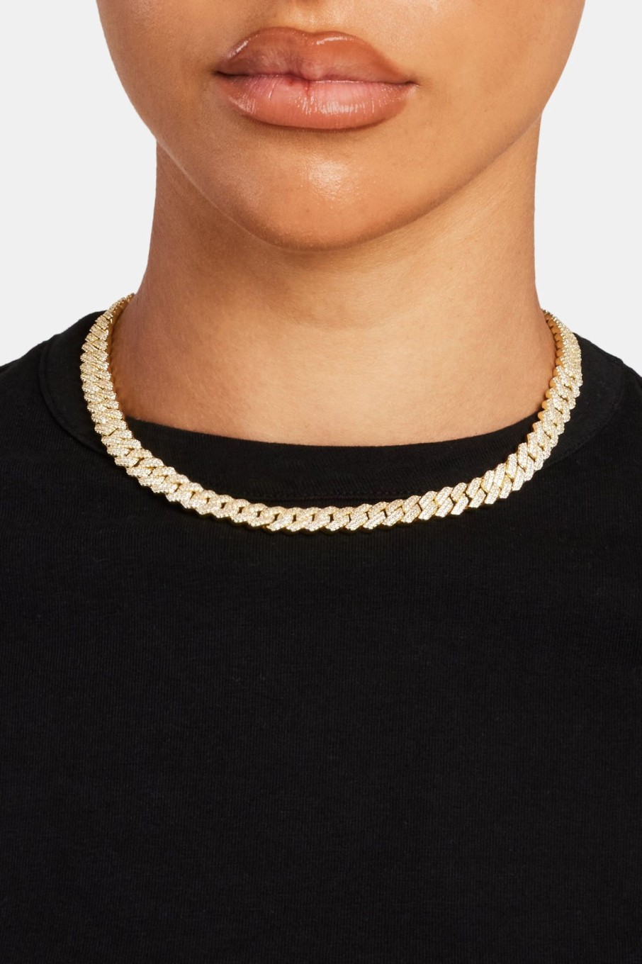 Iced Jewellery | JWL-CHN Iced Jewellery 8Mm Gold Plated Prong Cuban Chain