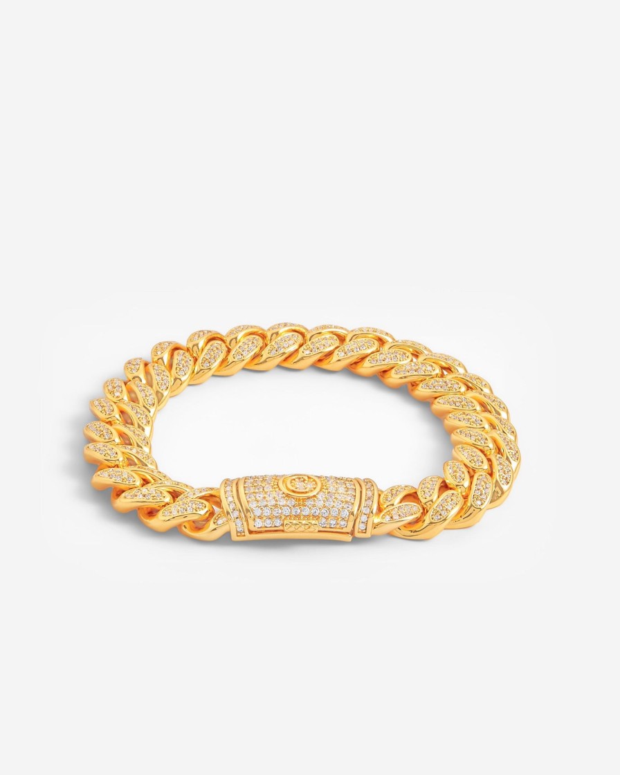 Bracelets & Bangles | JWL-BRA Bracelets & Bangles 12Mm Iced Cuban Link Bracelet - Gold