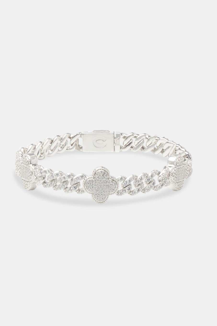 Iced Jewellery | JWL-BRA Iced Jewellery Womens Iced Motif Cuban Bracelet - White