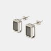 925 Sterling Silver | cernucci 925 Sterling Silver Iced Baguette Stud Earring - Black