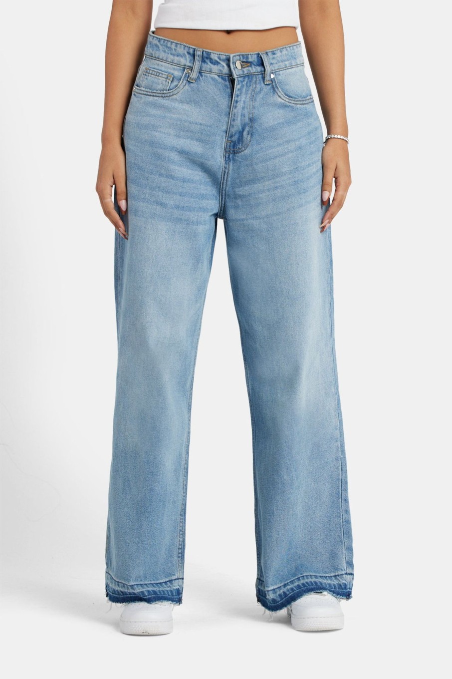 Jeans | CLO-BOT-DEN Jeans Relaxed Fit Raw Hem Jeans - Light Blue