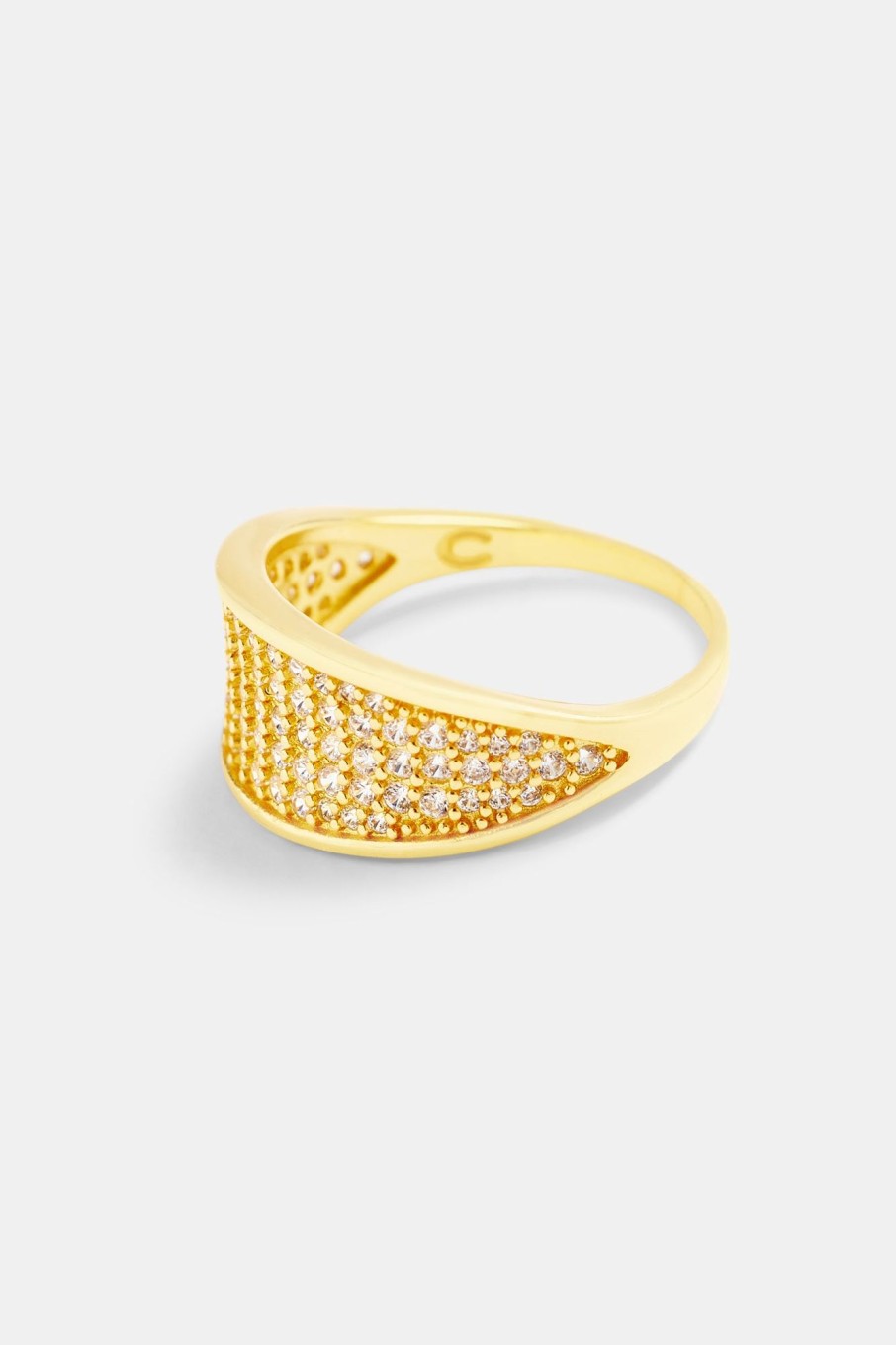 Rings | cernucci Rings Sterling Silver Gold Plated Pave Cz Ring