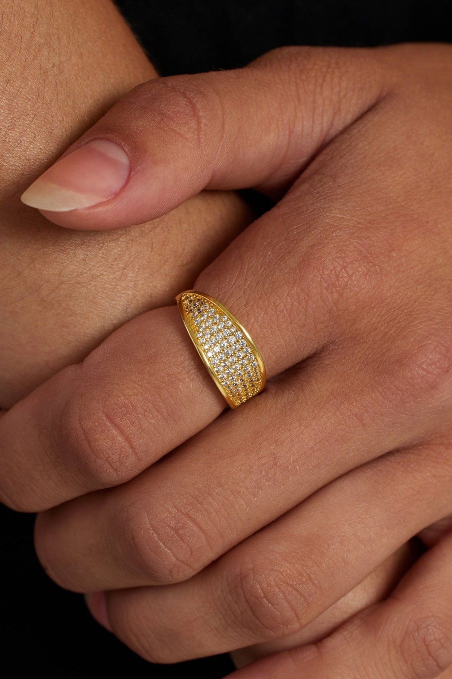 Rings | cernucci Rings Sterling Silver Gold Plated Pave Cz Ring