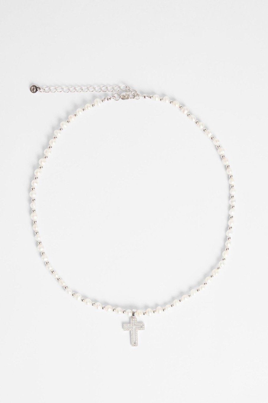 Pearls | JWL-NECK-PRL Pearls 4Mm Freshwater Pearl And Bead Necklace With Cross Charm