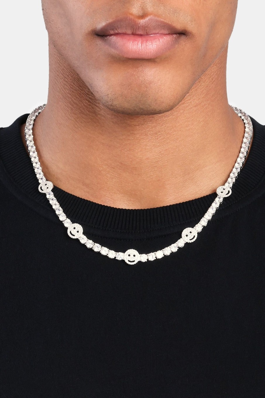 Chains | cernucci Chains Iced Happy Face Tennis Chain - White 5Mm