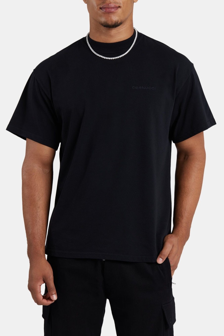 T-Shirts & Vests | cernucci T-Shirts & Vests Cernucci Embroidered T-Shirt - Black