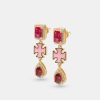 Earrings | JWL-EAR Earrings Pink Multi Gem Drop Earrings - Gold