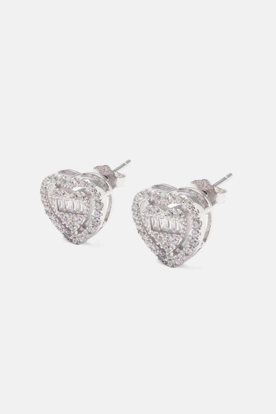 Iced Jewellery | JWL-EAR Iced Jewellery Heart Stud Earrings - White