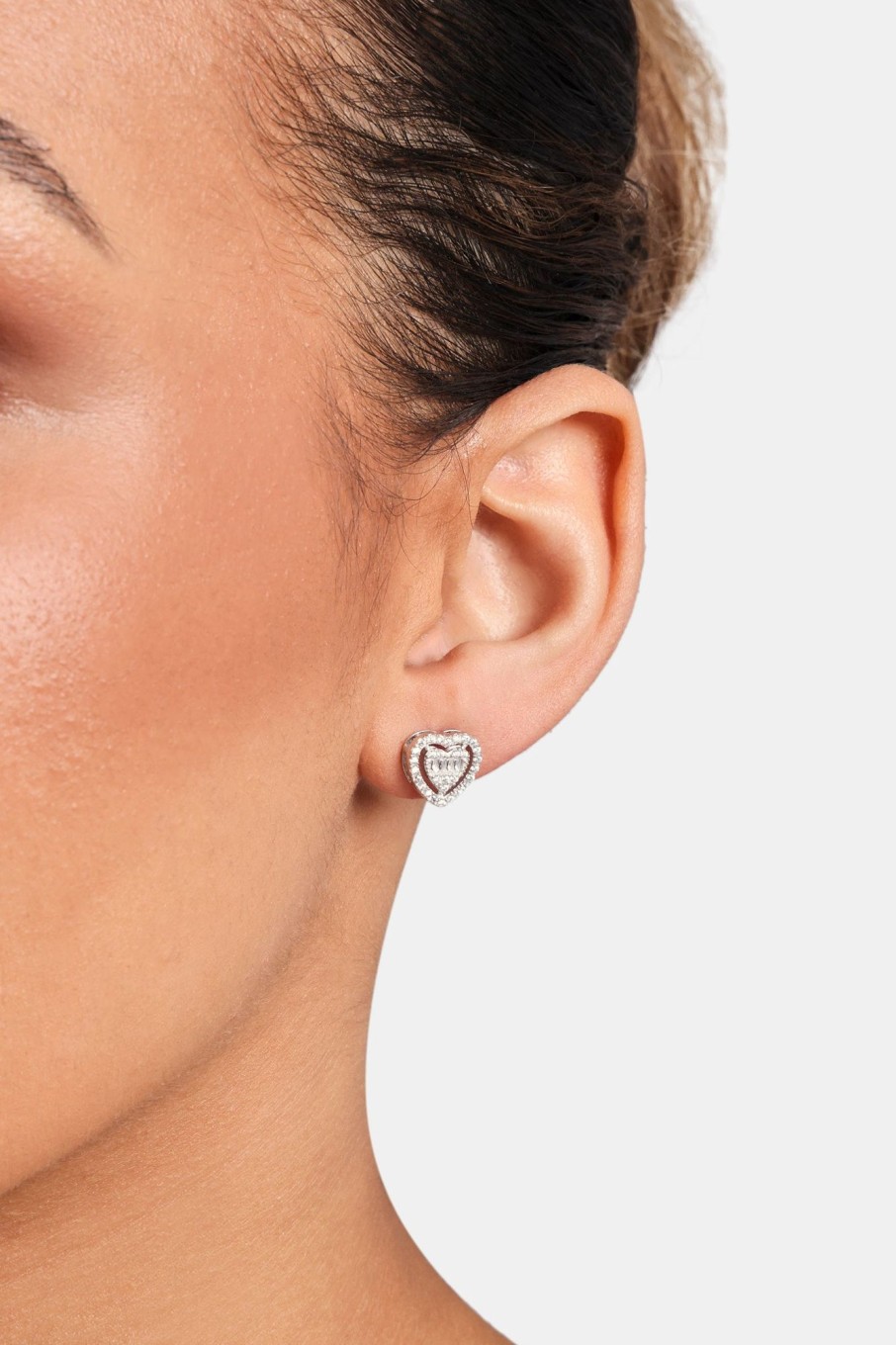 Iced Jewellery | JWL-EAR Iced Jewellery Heart Stud Earrings - White