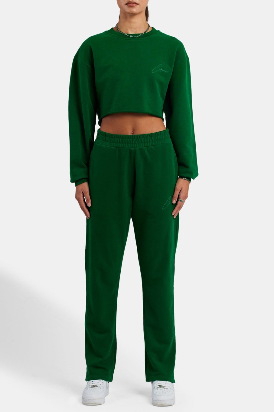 Hoodies & Sweatshirts | CLO-TOP-HS-SWE Hoodies & Sweatshirts Cernucci Crop Sweatshirt - Dark Green