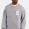 Knitwear | cernucci Knitwear Textured Knitted Sweatshirt - Grey