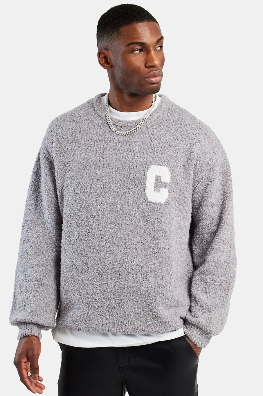 Knitwear | cernucci Knitwear Textured Knitted Sweatshirt - Grey