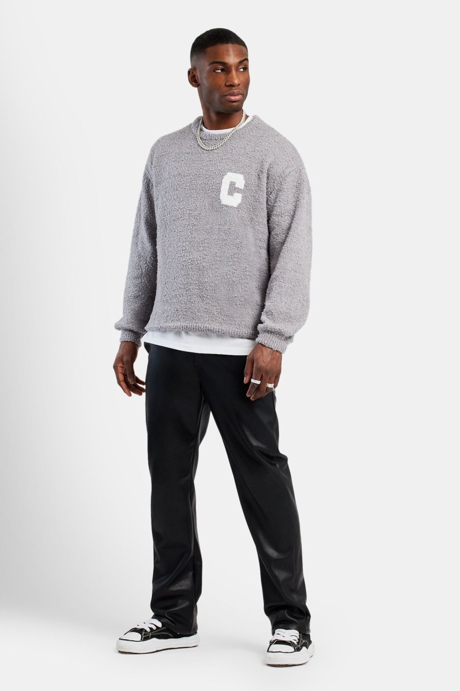 Knitwear | cernucci Knitwear Textured Knitted Sweatshirt - Grey