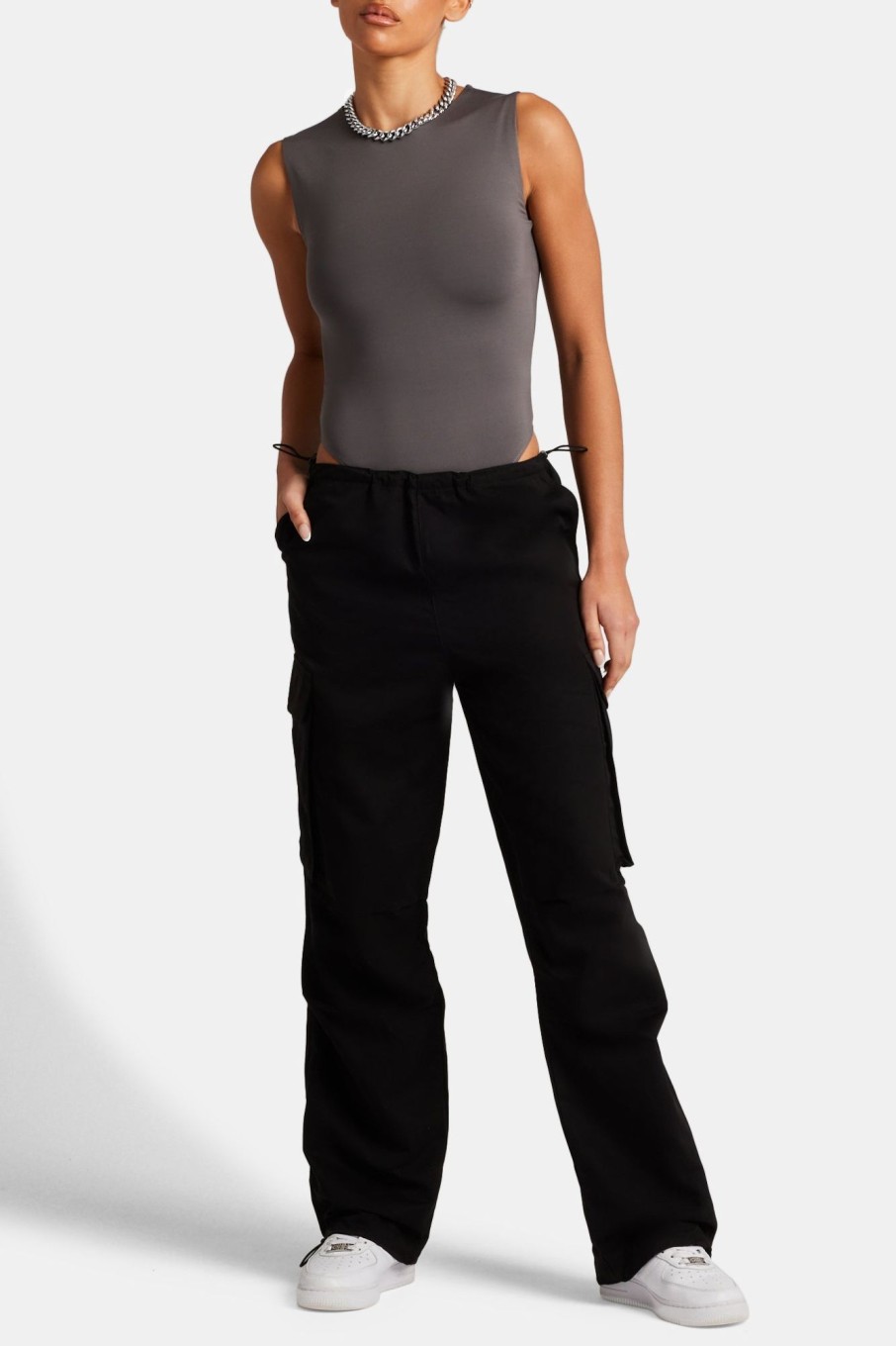 T-Shirts & Tops | CLO-TOP-BODY T-Shirts & Tops High Neck Sleeveless Bodysuit - Charcoal