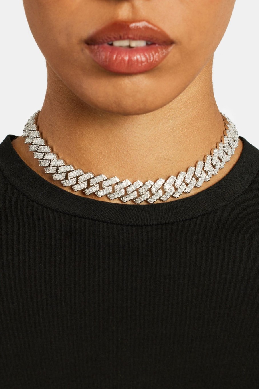 Iced Jewellery | JWL-CHN Iced Jewellery 14Mm Womens Baguette Prong Cuban Chain