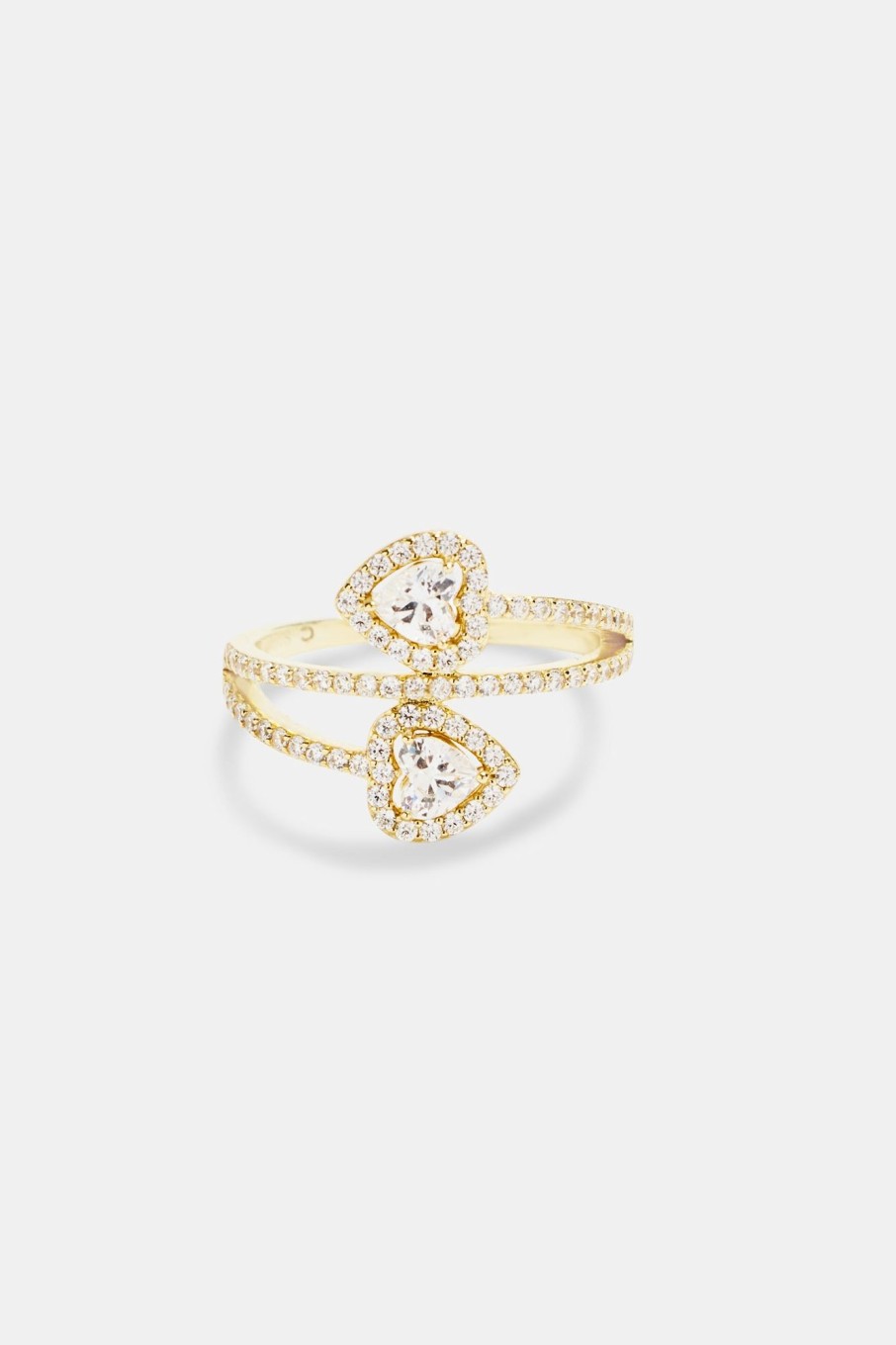 Iced Jewellery | JWL-RNG Iced Jewellery Gold Plated 925 15Mm Heart Cz Twist Ring