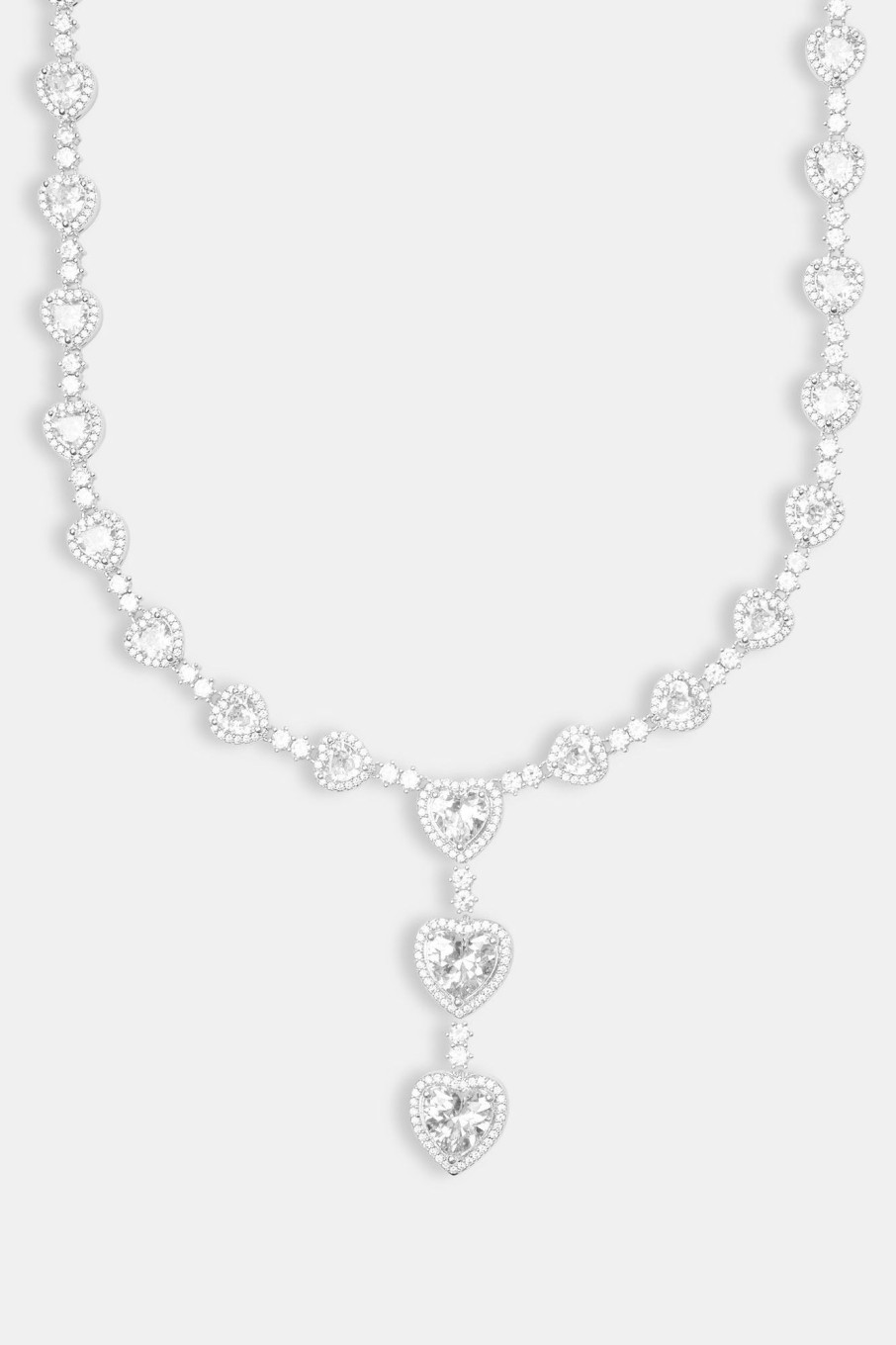 Iced Jewellery | JWL-CHN Iced Jewellery Heart Drop Chain - White