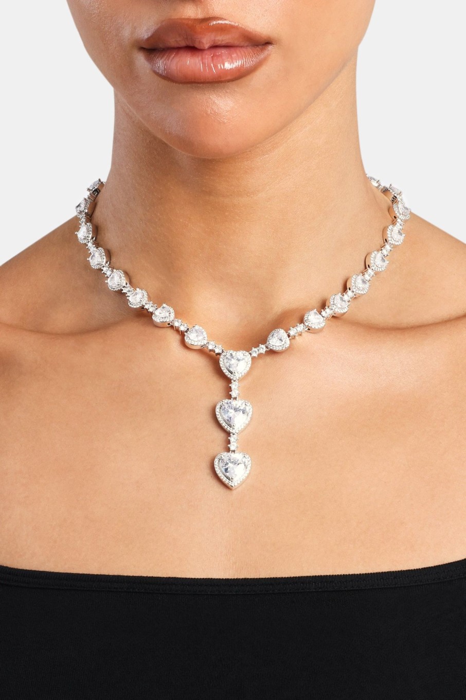 Iced Jewellery | JWL-CHN Iced Jewellery Heart Drop Chain - White