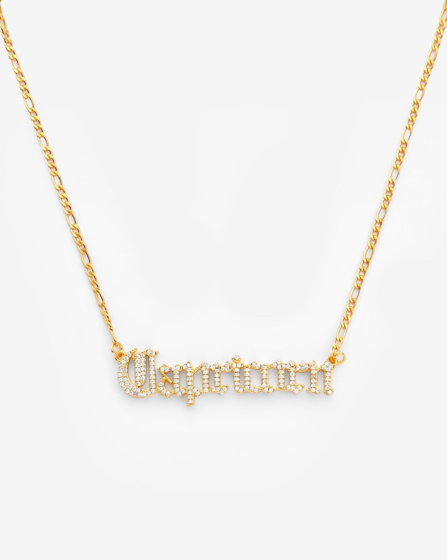 Necklaces | JWL-NECK Necklaces Iced Capricorn Zodiac Necklace - Gold