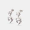 Iced Jewellery | JWL-EAR Iced Jewellery Double Heart Drop Earrings - White