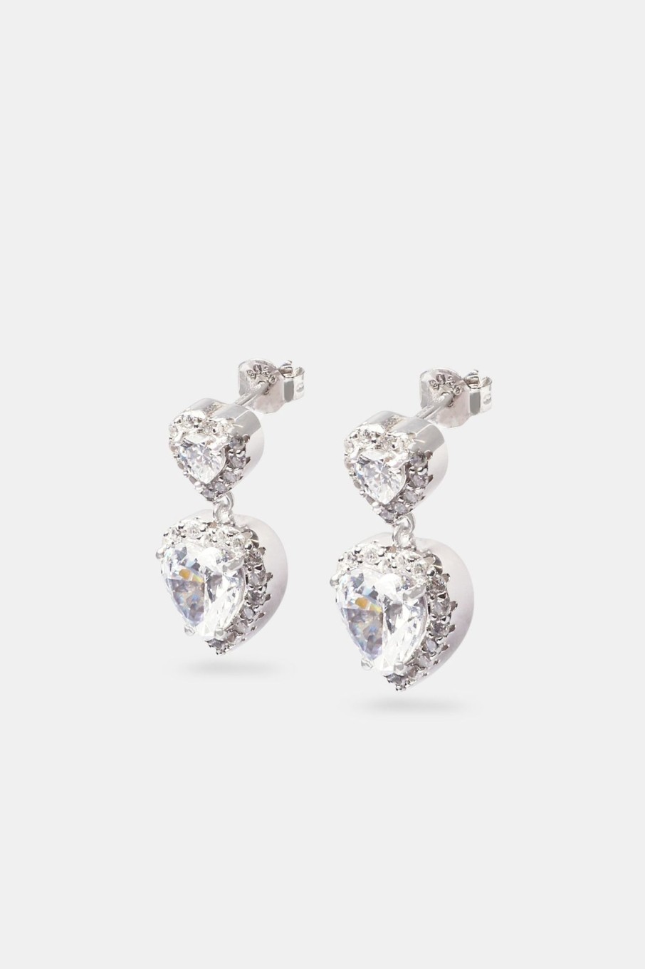 Iced Jewellery | JWL-EAR Iced Jewellery Double Heart Drop Earrings - White