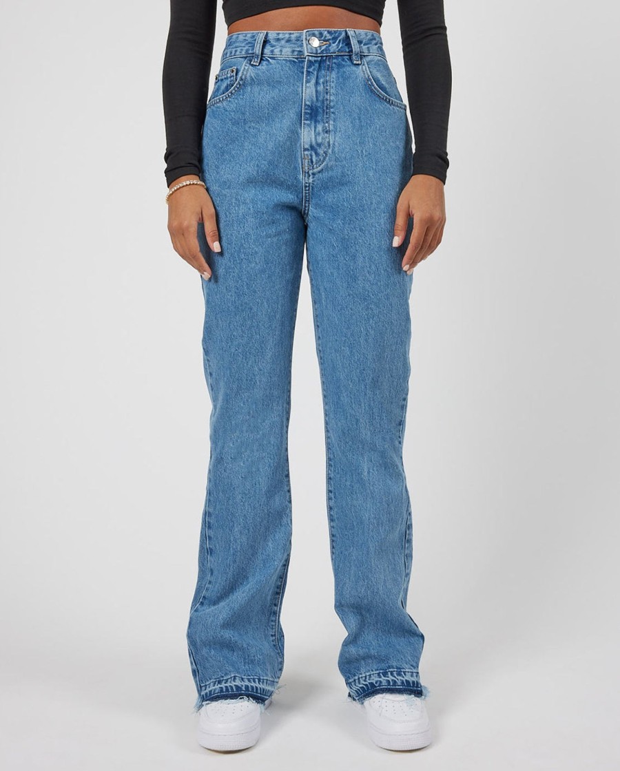 Jeans | CLO-BOT-DEN Jeans Tonal Panelled Flare Detail Jeans - Mid Blue