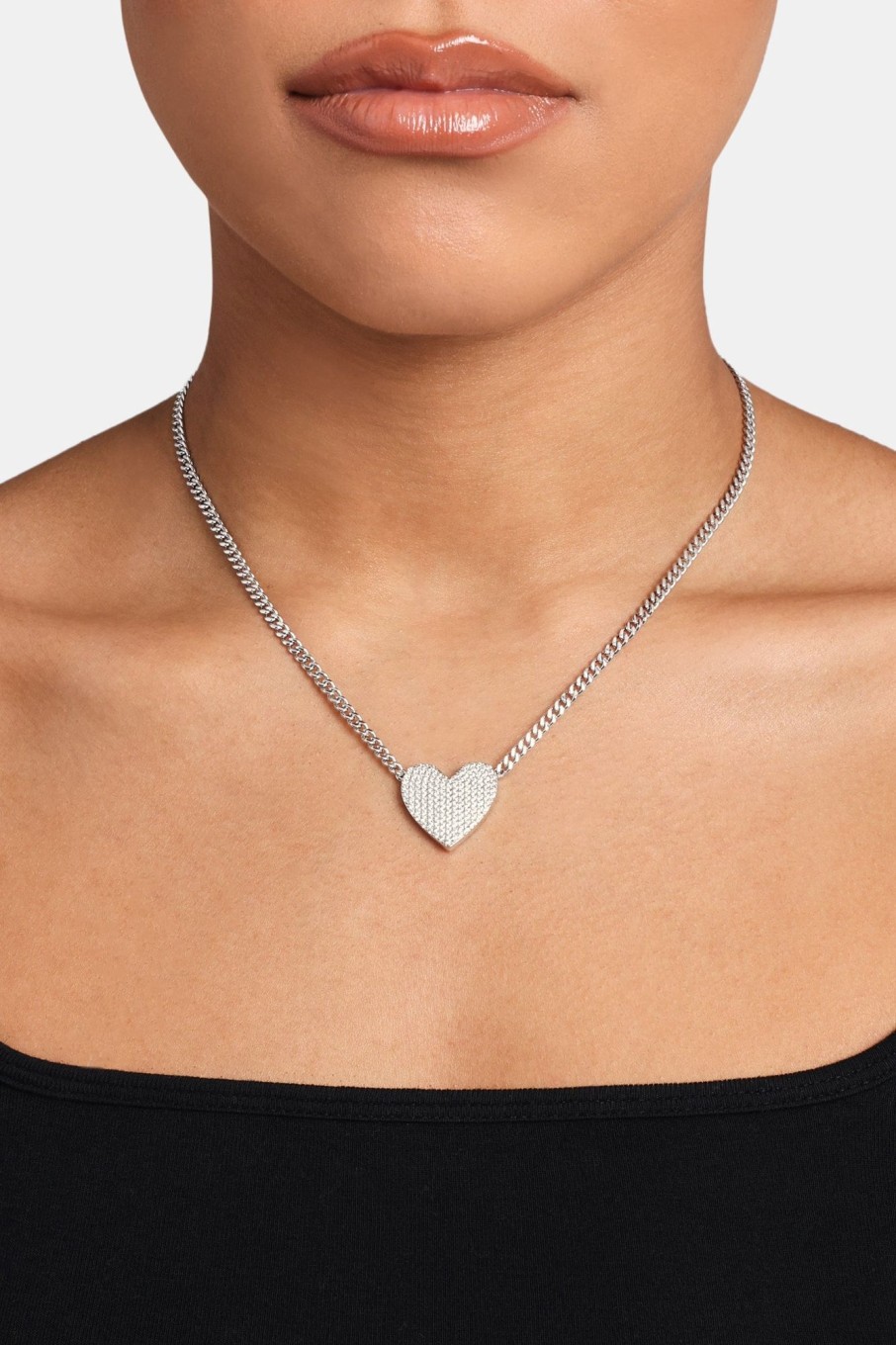 Iced Jewellery | JWL-NECK Iced Jewellery Iced Heart Necklace - White