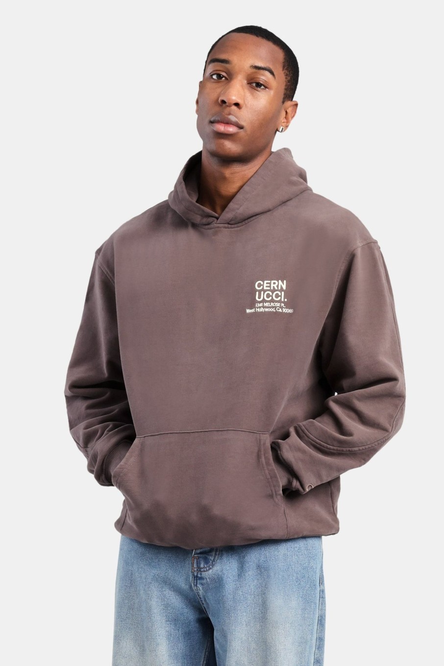 Hoodies & Sweatshirts | cernucci Hoodies & Sweatshirts Oversized Cernucci Text Hoodie - Chocolate