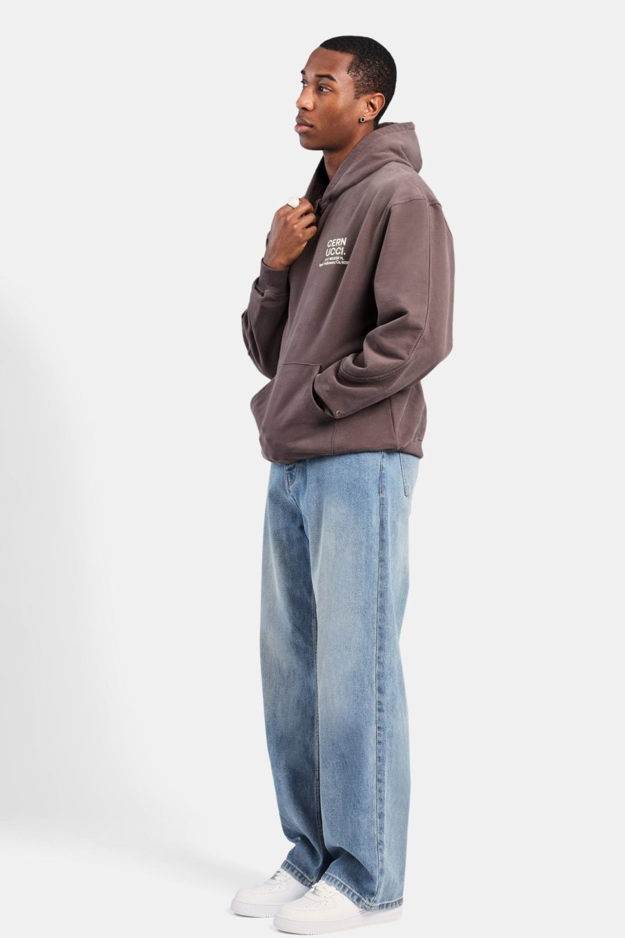 Hoodies & Sweatshirts | cernucci Hoodies & Sweatshirts Oversized Cernucci Text Hoodie - Chocolate