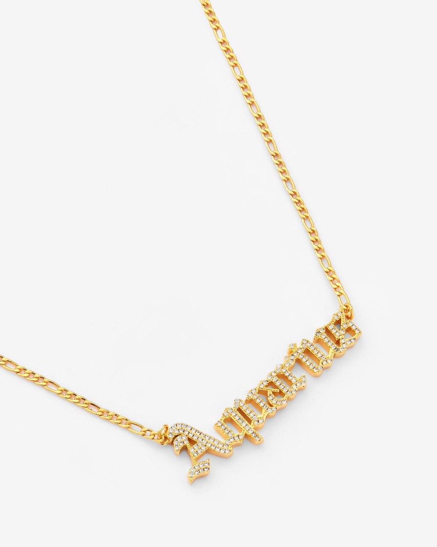 Necklaces | JWL-NECK Necklaces Iced Aquarius Zodiac Necklace - Gold