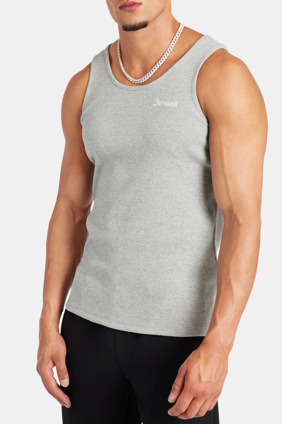 T-Shirts & Vests | cernucci T-Shirts & Vests Slim Fit Embroidered Vest - Grey