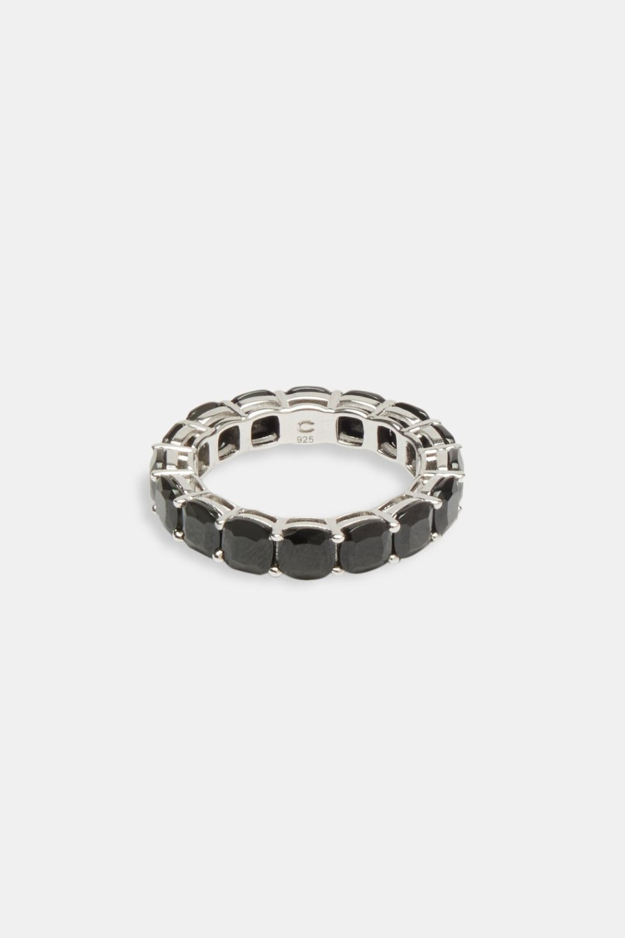 925 Sterling Silver | cernucci 925 Sterling Silver 925 Black Large Cz Single Row Tennis Ring - White