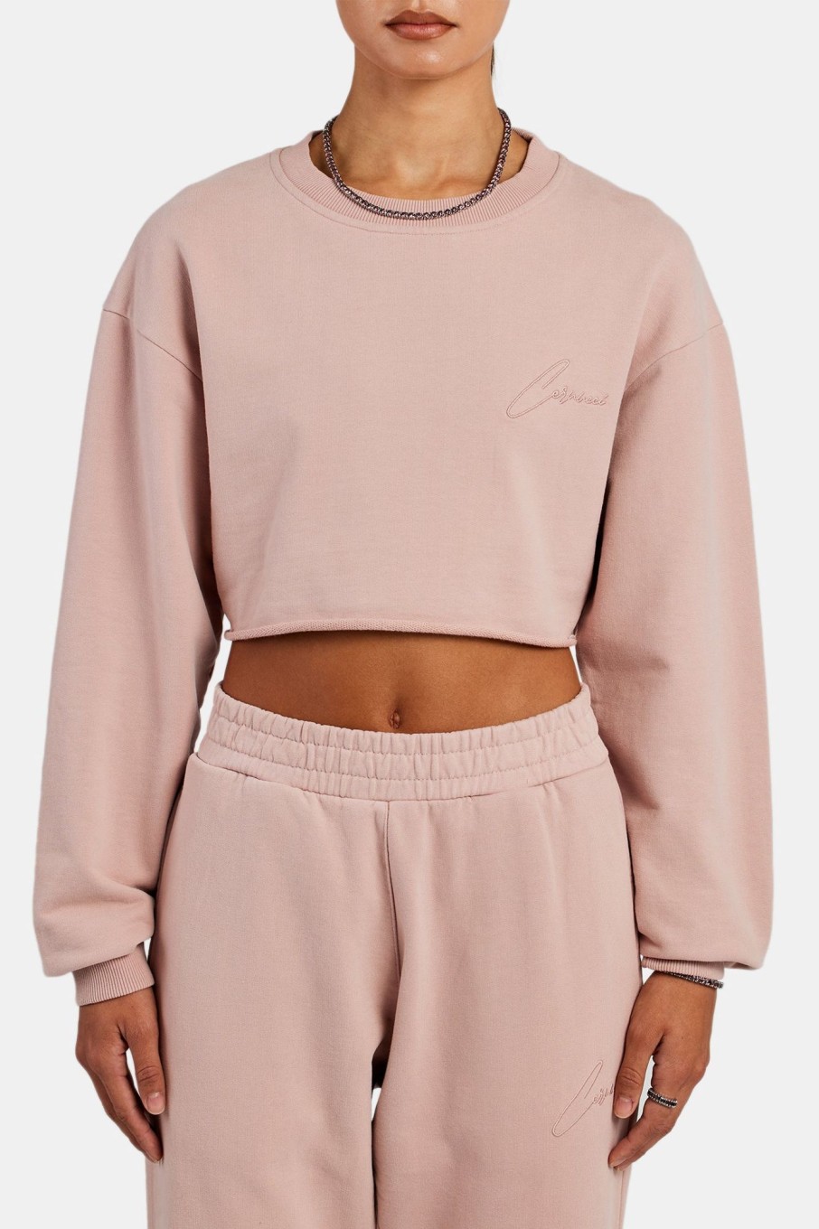 Hoodies & Sweatshirts | CLO-TOP-HS-SWE Hoodies & Sweatshirts Cernucci Crop Sweatshirt - Dusky Pink